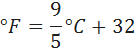 conversión de escala Celsius a Fahrenheit