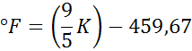 fórmula para convertir Kelvin a grados Fahrenheit