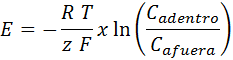 equilibrio de membrana y de celdas de concentración y la constante de Faraday
