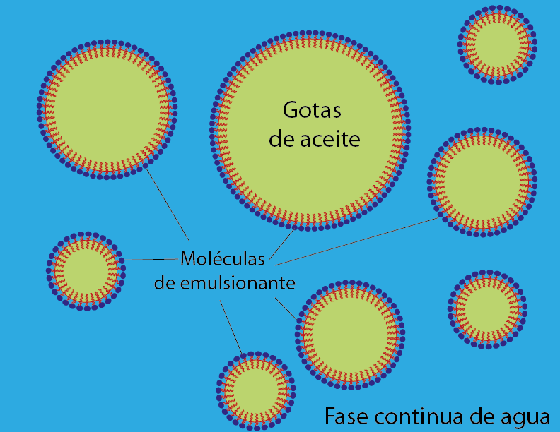 emulsión de aceite en agua con agente tensioactivo