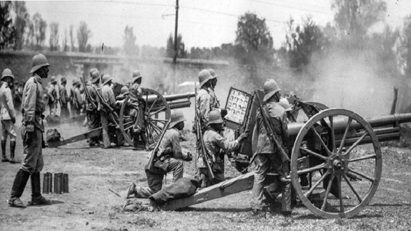 La batalla de Celaya. Unidad de artillería.