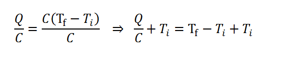Ejemplo de cálculo de la temperatura final a partir de la capacidad calorífica