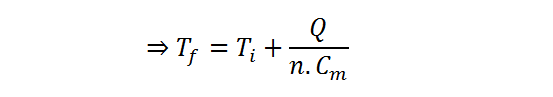 Ejemplo de cálculo de la temperatura final a partir de la capacidad calorífica