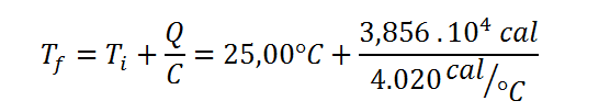 Ejemplo de cálculo de la temperatura final a partir de la capacidad calorífica