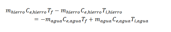 Ejemplo de cálculo de la temperatura final a partir de la capacidad calorífica