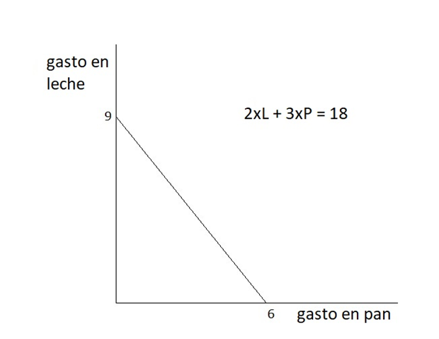 Representación gráfica de la restricción presupuestaria.