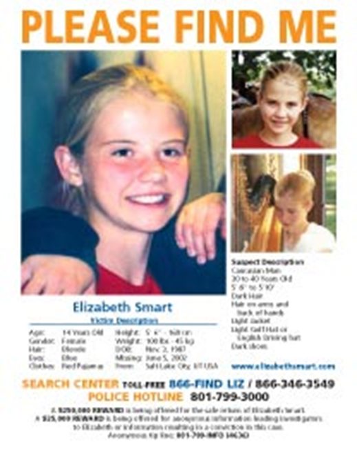 Afiche de búsqueda de Elizabeth Smart.