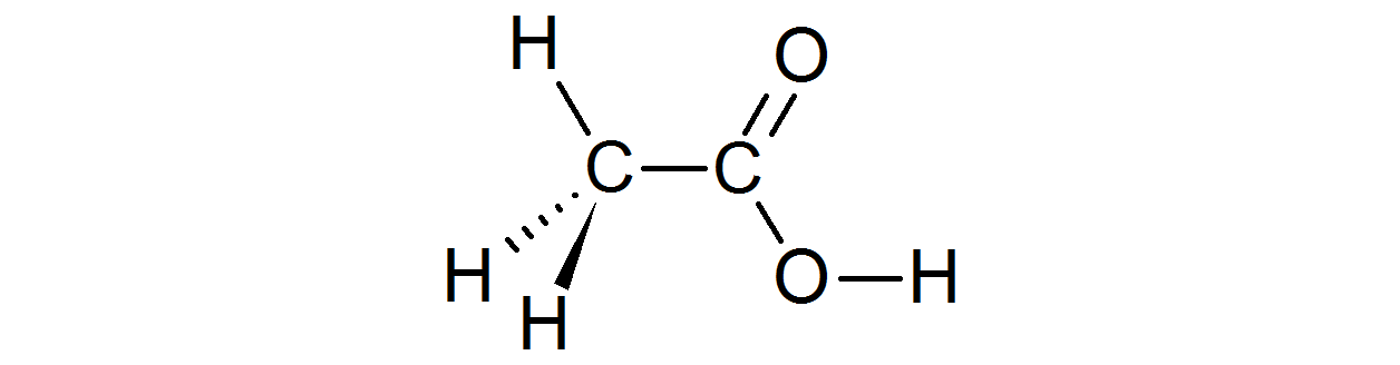 Fórmula química del ácido acético (vinagre)