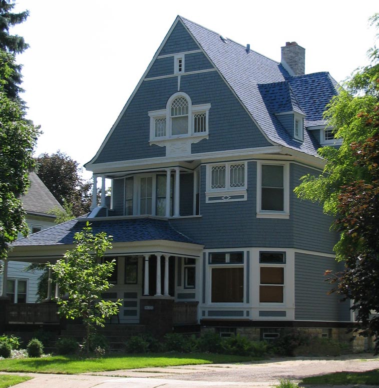 estilos de casas victorianas estadounidenses - Estilo victoriano tejuela o Shingle (1880–1900)