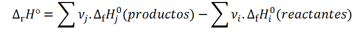 entalpía de reacción a partir de entalpías de formación